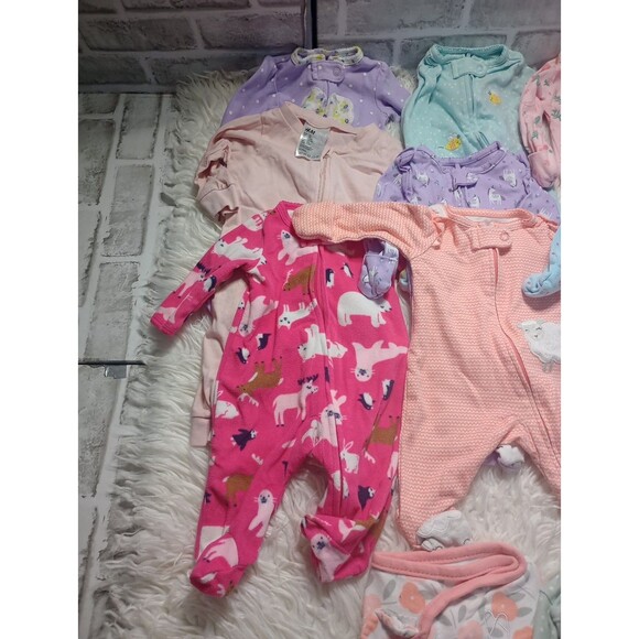 Used 12pcs baby girl clothes NB lot Long Sleeve One Piece OUTFIT multicolor - Picture 2 of 11